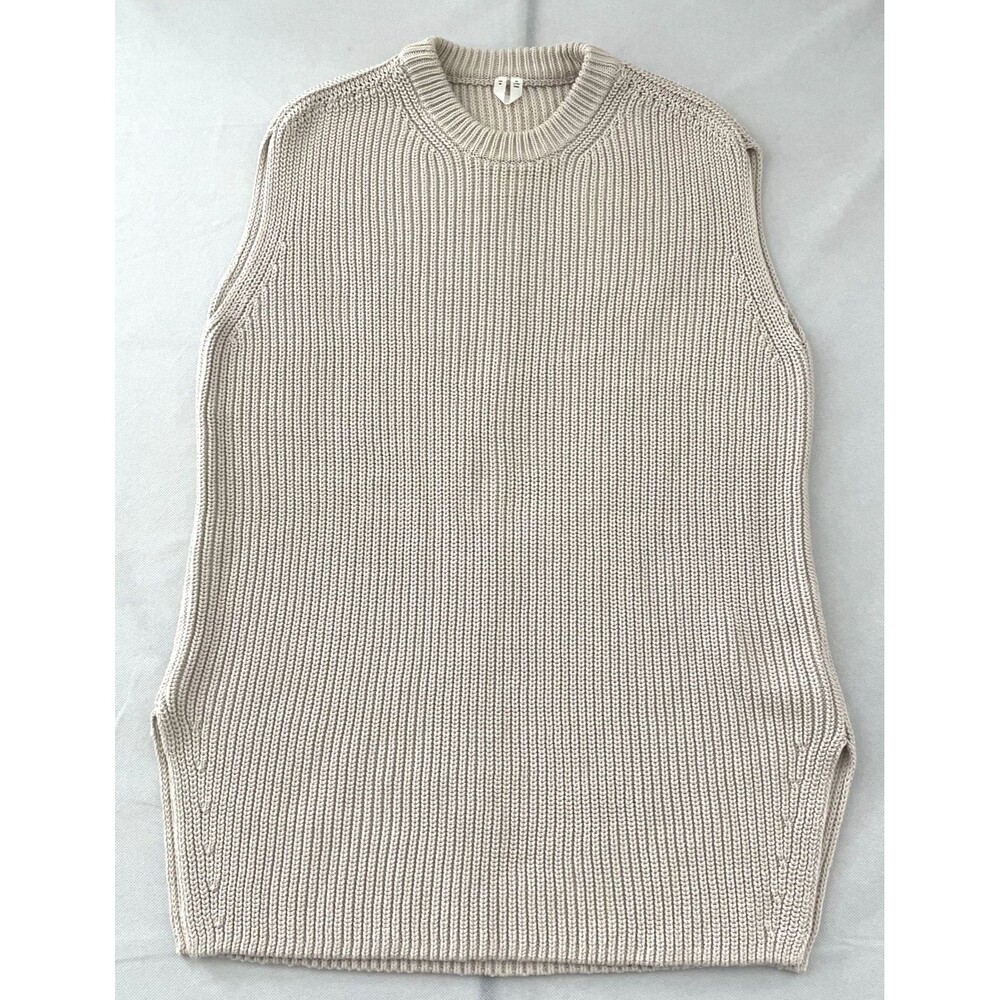 ARKET Sweater Vest Sleeveless Crew Neck Knit Beige Women's Size M